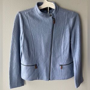 Talbots light blue wool blend boxy moto jacket Women’s sz 6P